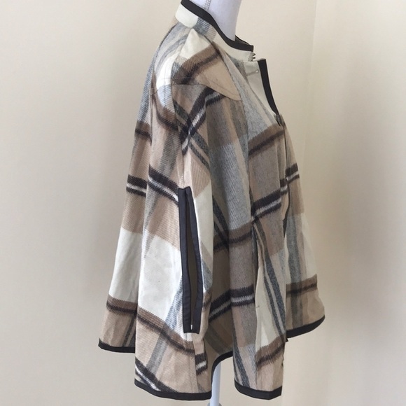 NWT! H&M Brown Combo plaid Size 6 poncho sweater - Picture 3 of 8